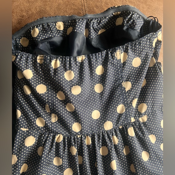 The Limited sz 2 navy blue/cream polka dot strapless dress! Vintage petite - Picture 14 of 16